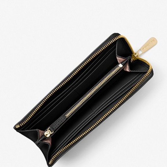 NEW- Michael Kors Jet Set Travel Large Saffiano Leather Quarter-Zip Walle - Picture 2 of 2